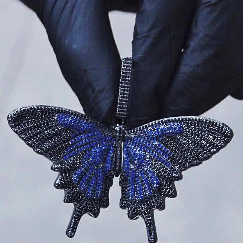 Bling Iced Out Butterfly Pendant Necklace For Men Women Gift Micro Pave AAA Cubic Zirconia Hip Hop | Украшения и аксессуары