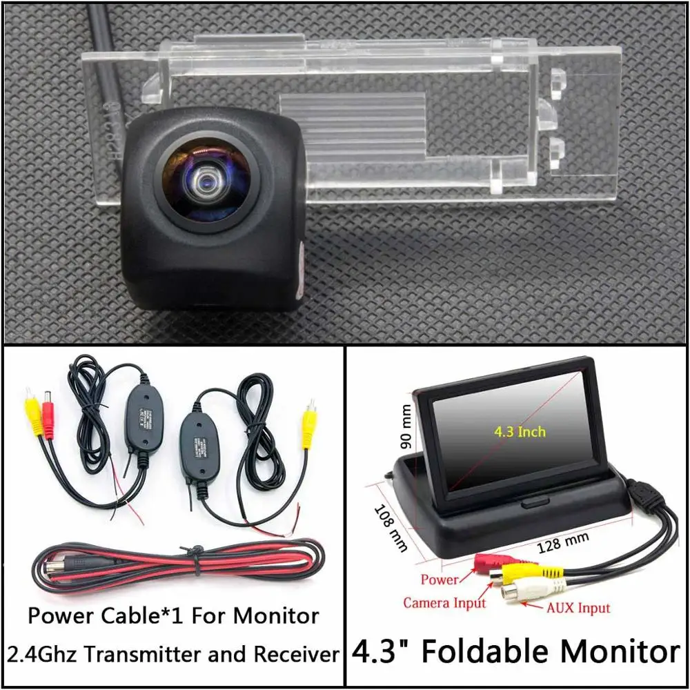 C Wireless 4.3inch F 175 градусов HD резервная камера заднего вида для Renault Kadjar Clio 4 IV 5D ESTATE Sandero II Stepway 2 автомобильный монитор - Название цвета: C Wireless 4.3inch F