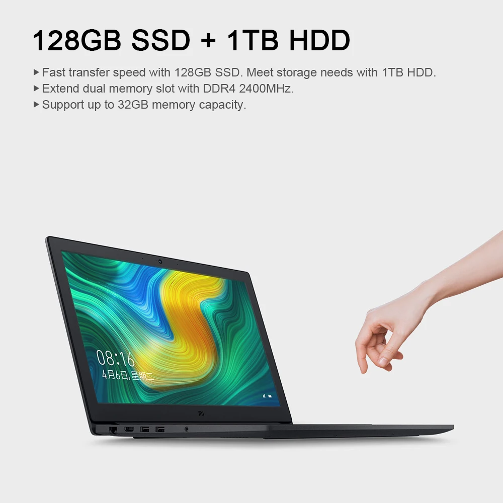 Xiaomi Mi ноутбук Ruby 15,6 ''Intel Core i5-8250U 4G DDR4 128GB SSD+ 1 ТБ HDD NVIDIA GeForce MX110 2G GDDR5 Air