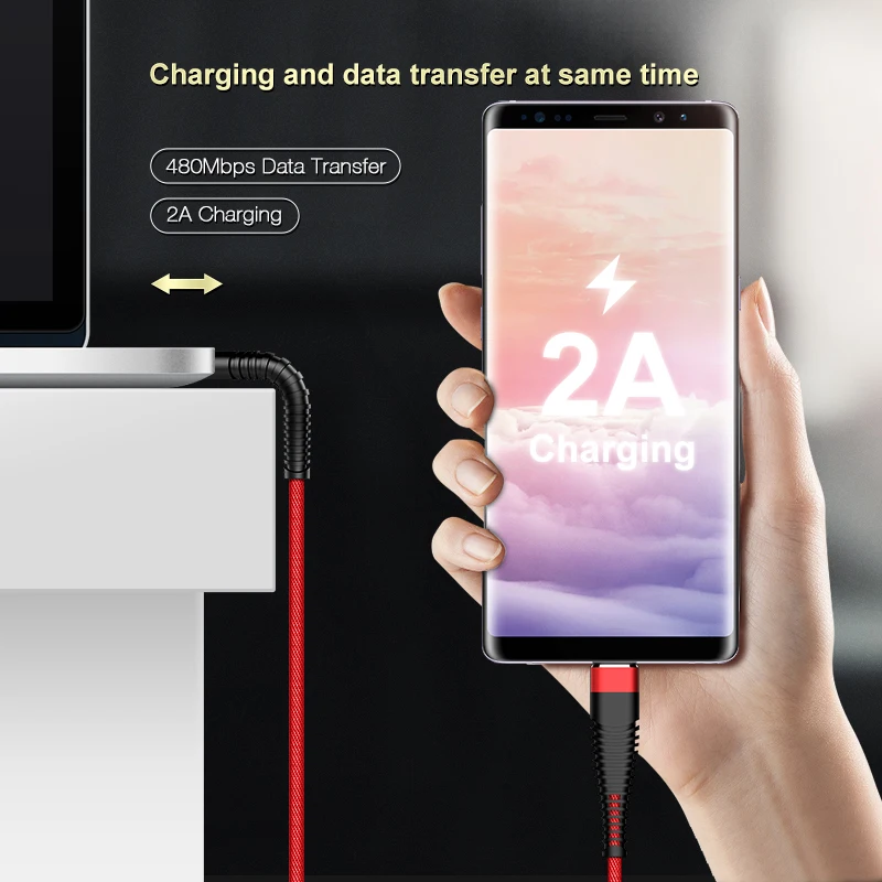 FLOVEME USB Type C Cable For Samsung Galaxy S10 S9 Plus Hi-Tensile USB C Cable For Xiaomi mi9 Redmi note 7 Phone Charger Cabo