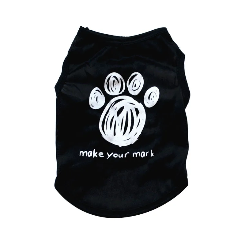 Black Paw XS-L одежда для маленьких собак, летняя футболка для кошек и щенков, дышащая футболка для собак, одежда с принтом, футболка для собак, жилет для кошек и Мопсов - Цвет: Black Paw