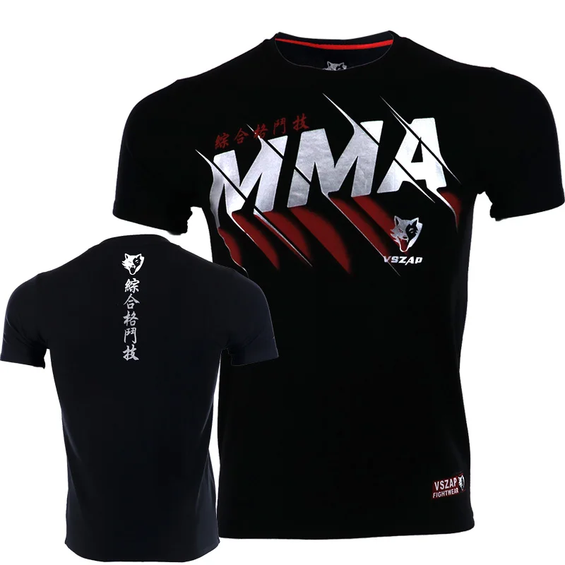 

Мужская хлопковая футболка Vszap, с коротким рукавом, с круглым вырезом, для занятий ММА, фитнесом