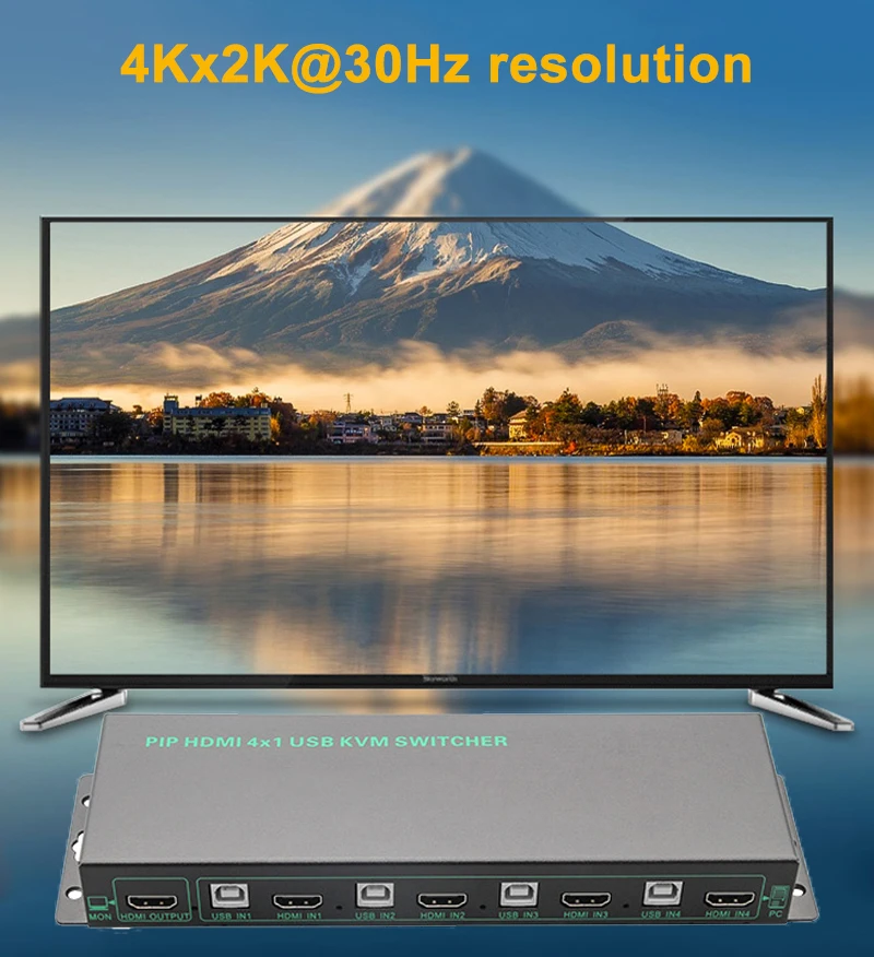 4 порта USB HDMI KVM переключатель PIP 4K x 2K 4 порта KVM переключатель HDMI с USB 2,0 и изображение в картинке 4 порта KVM переключатель