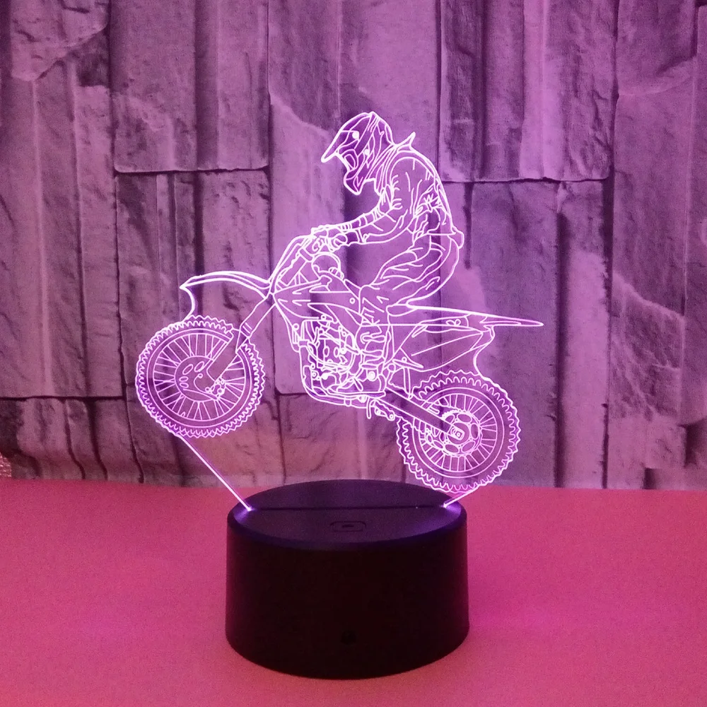 Езда мотоциклистов 3D огни красочный визуальный стерео свет LED градиент