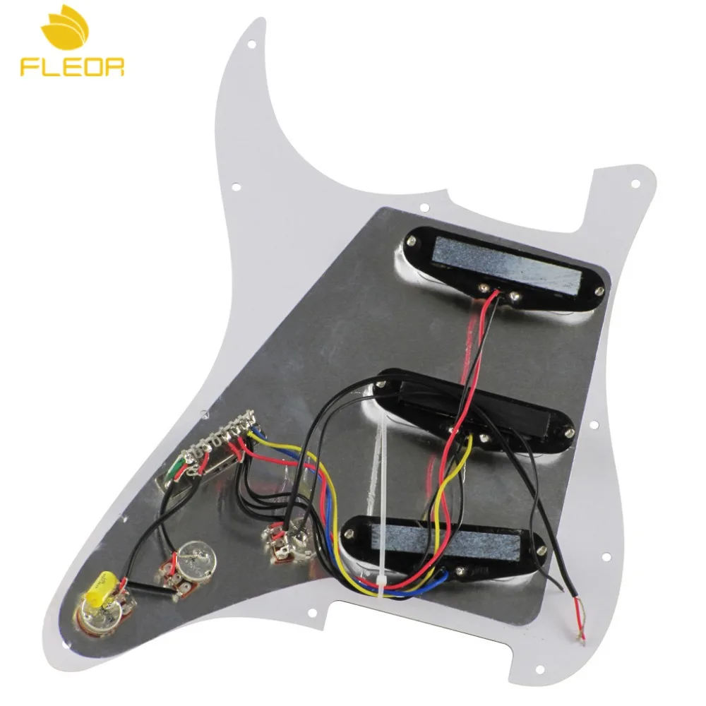 FLEOR Loaded Prewired электрогитара накладка sss 4Ply набор одинарные катушки пикапы для FD Strat