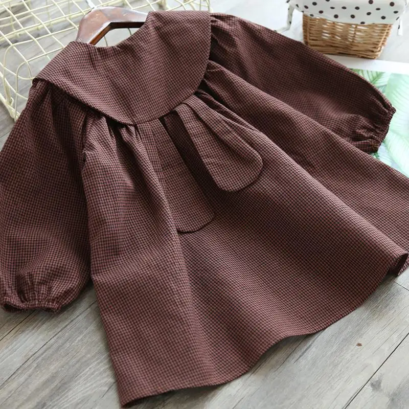 Mihkalev 2021 kids clothes girl autumn plaid dress for children princess dresses baby girls cotton party clothing | Детская одежда и