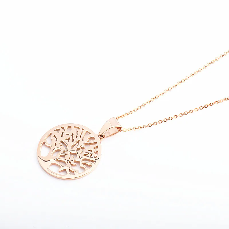 

Again Jewel Hot Tree of Life Round Small Pendant Necklace Rose Gold Colors Bijoux Collier Elegant Women Jewelry Gifts