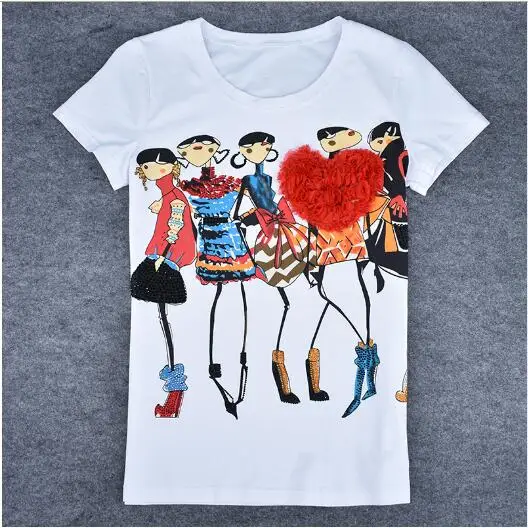 Camisas femininas осень 2017 Новое поступление с мультяшным принтом тонкая круглым вырезом