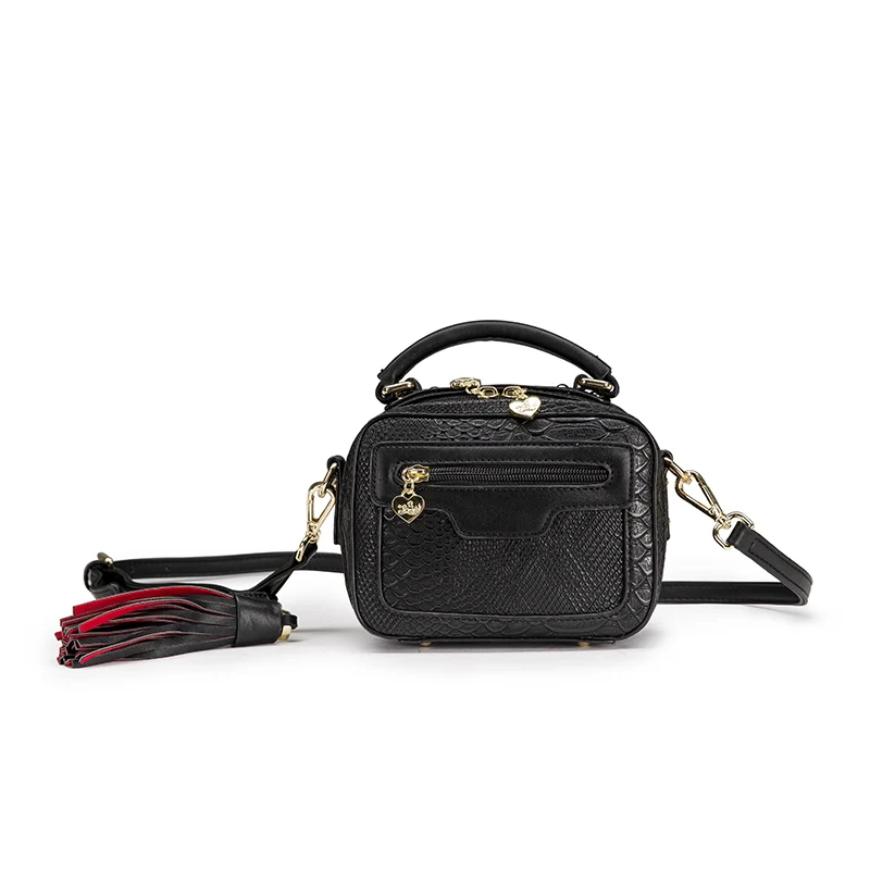 JOSINY 2016 Women Mini Handbag PU Leather Shoulder Bag Crocodile Pattern Veins Brand Black Tote Tassel Messenger Bags For | Багаж и сумки