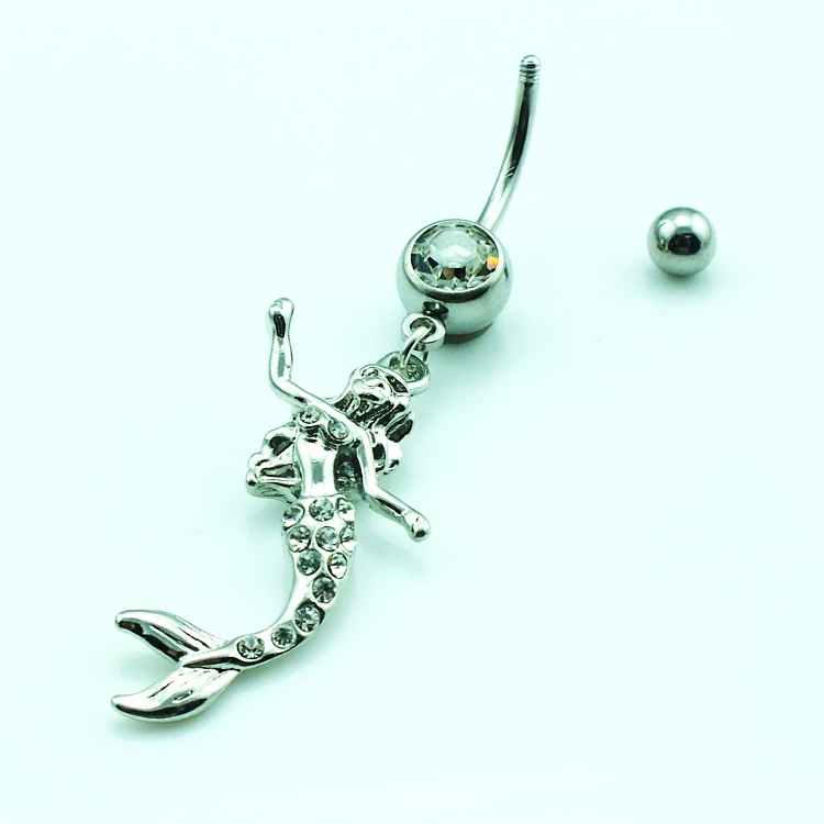 Женское кольцо для пупка с серебряным покрытием|steel nickel|steel charmjewelry pack |