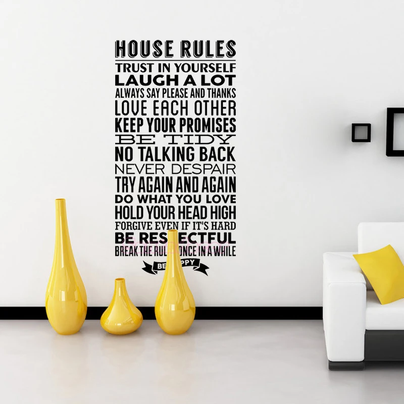 

House Rules Wall Stickers Trust In Yourself Wall Art Decor Living Room Home Decor Poster Wallpaper Mural Decor House Decoration