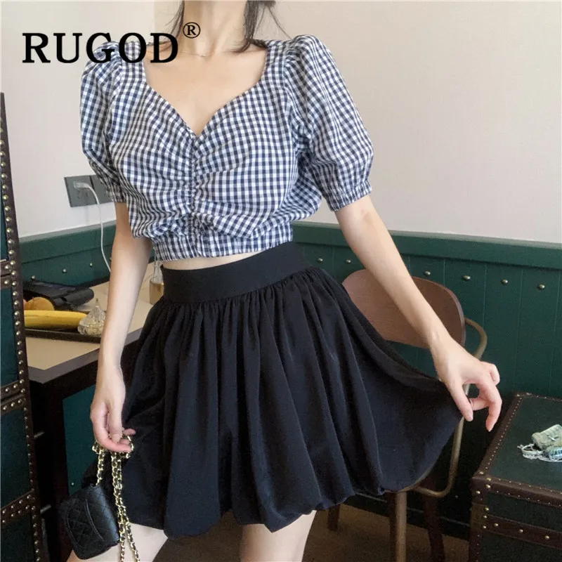 RUGOD Корейская шикарная женская блузка с пышными рукавами модные тонкие женские