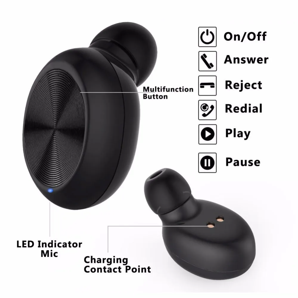 New Bluetooth EarphoneS Wireless Mini Headset with Microphone Music Bass Earpiece for Phone iphone | Электроника