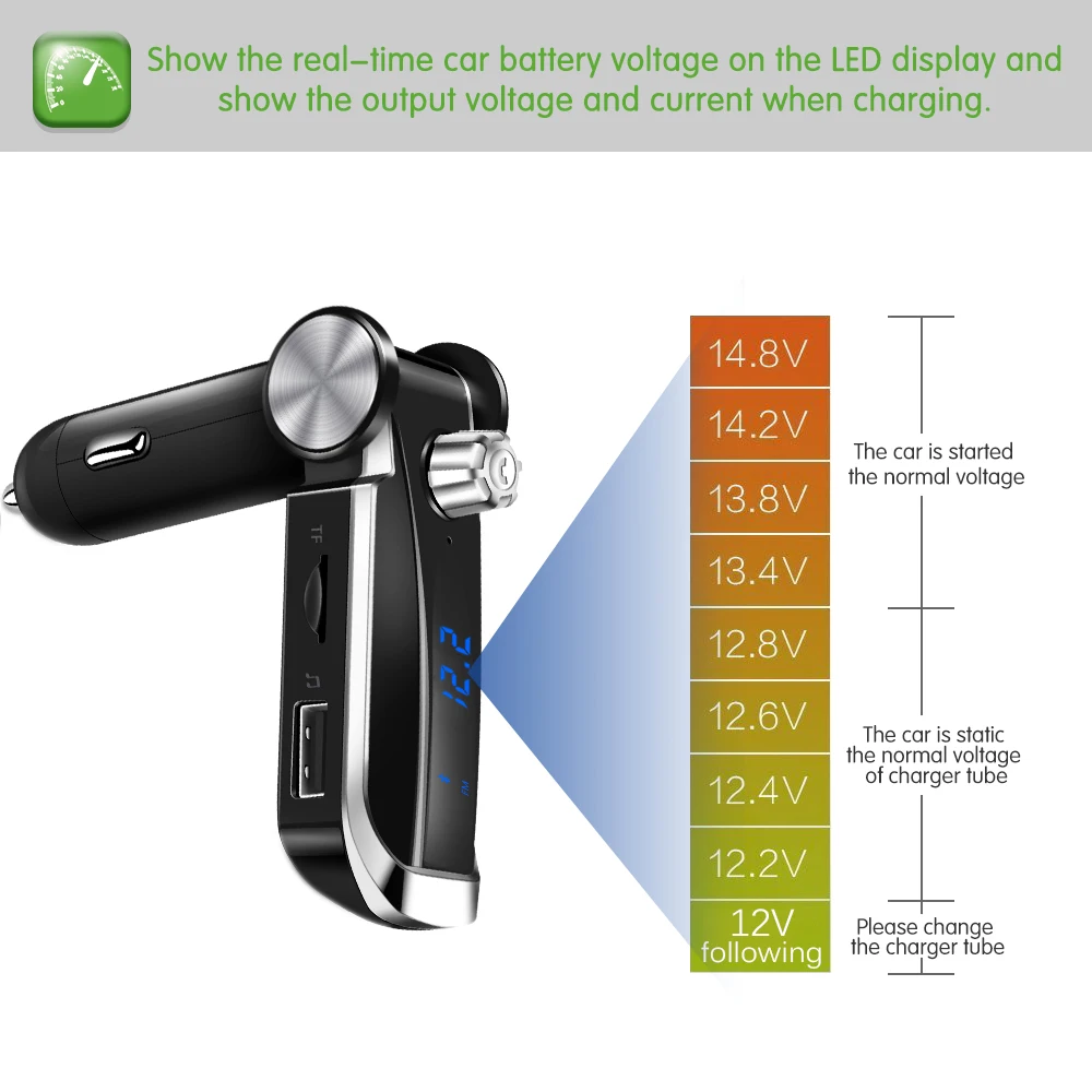 FM Transmitter Bluetooth Handsfree Car Kit Wireless MP3 Radio Modulator USB TF Audio Player LCD Display Dual Charger | Автомобили и