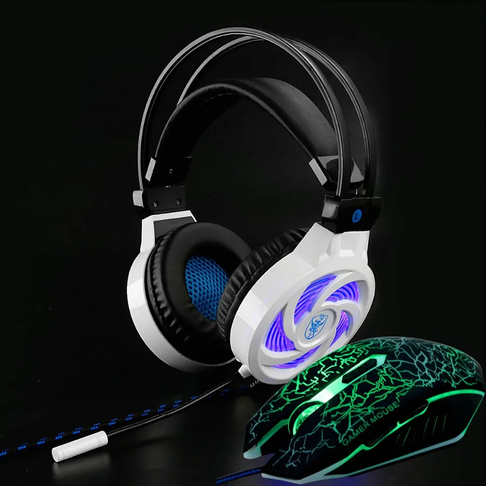 Soyto, USB, стерео игровая гарнитура, 7,1, Virtual Surround Bass, игровые наушники с микрофоном, светодиодный светильник для компьютера, ПК, геймера
