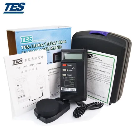 TES 1332A цифровой Lux светильник метр фотометр Портативный Термометр