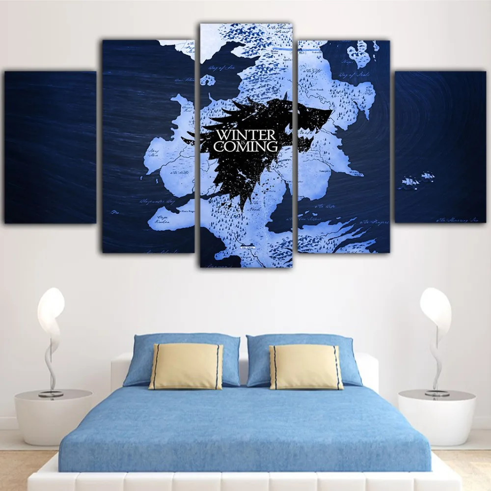 5 штук Игра престолов постеры и принты Гостиная Холст Картина Tableau росписи Pintura