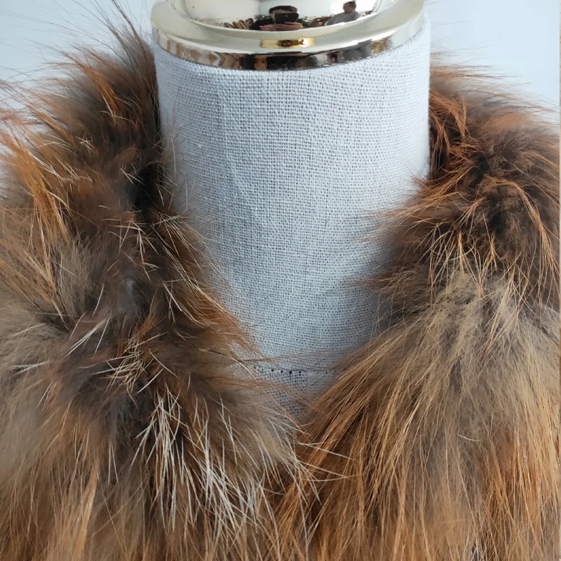 Luxurious Women Natural Golden Color Real Fox Fur Coat  Standing collar Soft Warm Long Real Fur Coat  Women Fur Jacket