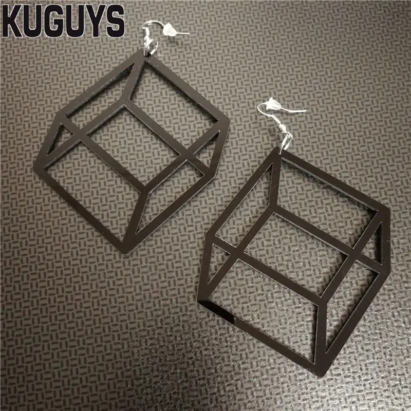 KUGUYS, акриловые геометрические кубические Висячие серьги для женщин, Brincos, гипербола, неоновые серьги, женские трендовые ювелирные изделия, Pendientes Oorbellen