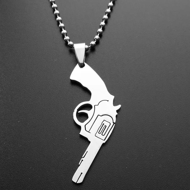 10 Stainless Steel Revolver Pistol Necklace Guns Movie Character Zorro Weapon Men Jewelry | Украшения и аксессуары