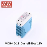 original mean well mdr 40 power supply mini 5v 12v 15v 24v din rail led driver full voltage input 40w 12v 3 33a output smps 24v