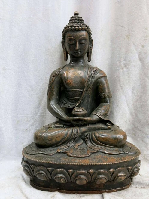 13&quot China old brass copper Buddhism apothecary buddha Sculpture Statue gift arts crafts decoration | Дом и сад