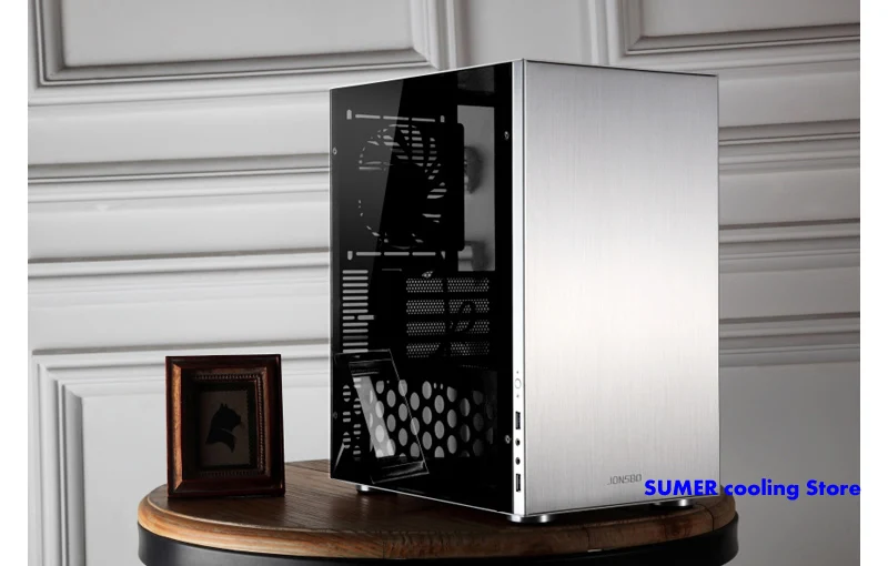 JONSBO C3 алюминиевое боковое полупрозрачное шасси, ITX HTPC мини шасси USB3.0, поддержка MATX плата питания Настольный comput чехол