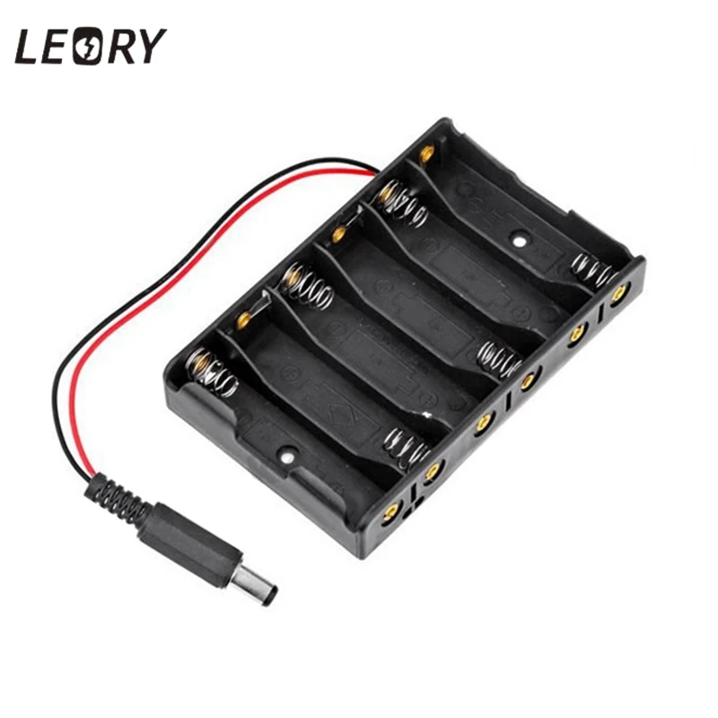 Чехол LEORY для батарей типа АА 1 шт. 9 В 6 слотов держатель с разъемом питания