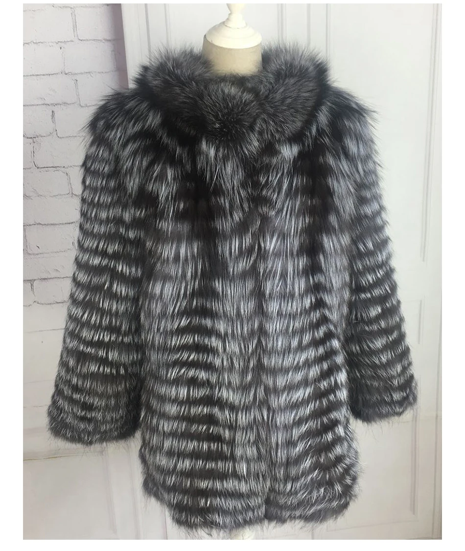 Настоящее пальто с мехом silver fox Короткие