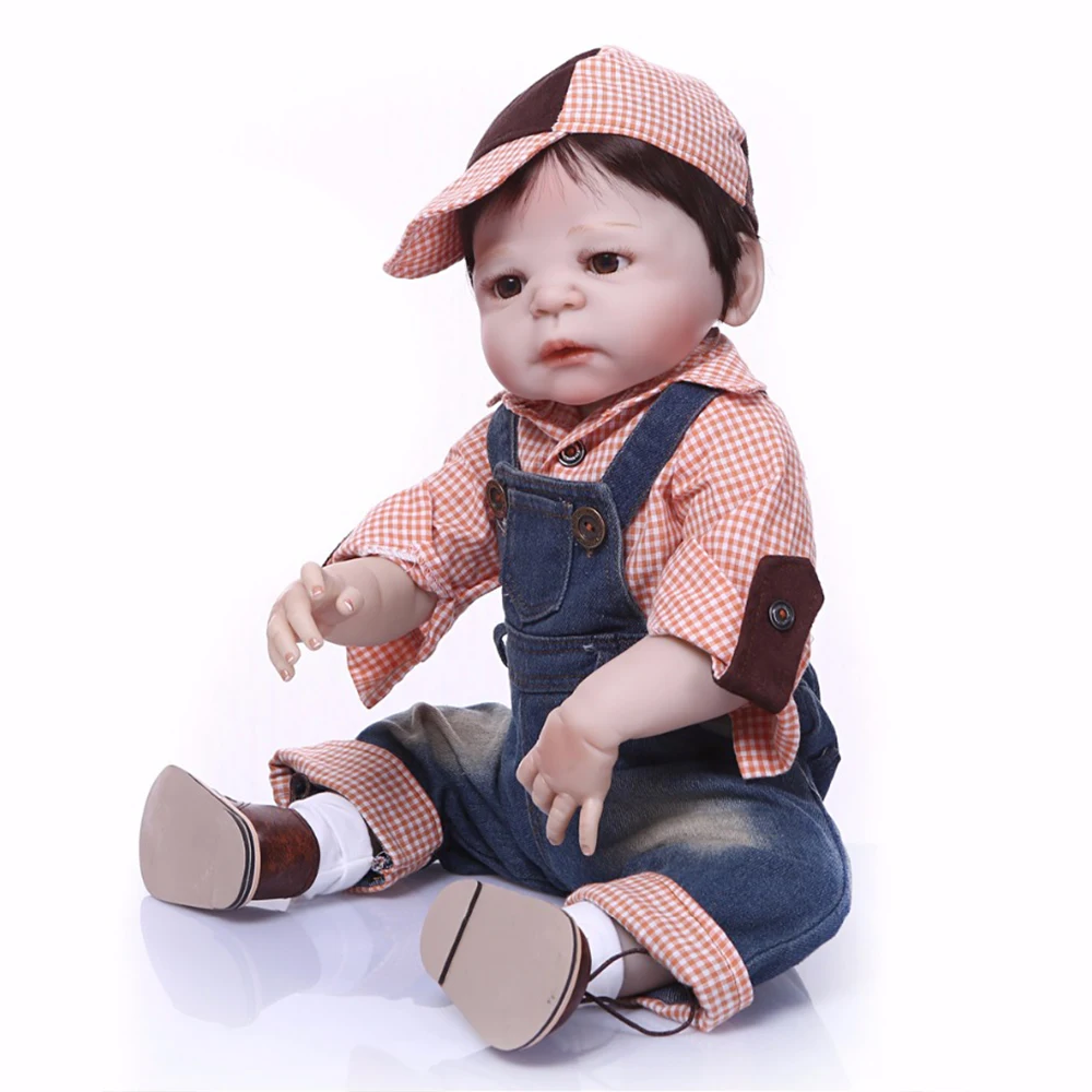 22 &quotкрасивый полный Силиконовый симулятор новорожденного ребенка menino с шапкой