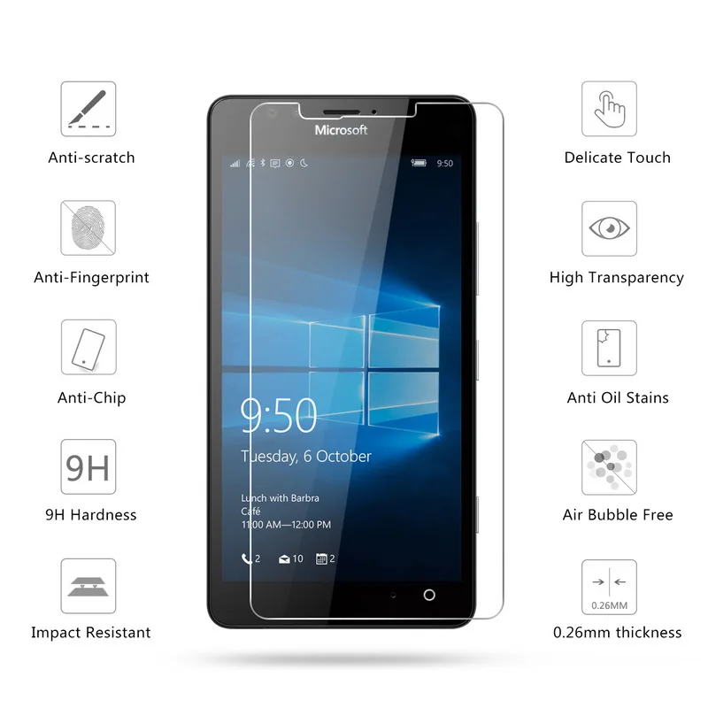 Закаленное стекло для Microsoft Lumia 535 550 650 630 635 530 Защитная пленка Nokia 640 950 XL 640XL 950XL |