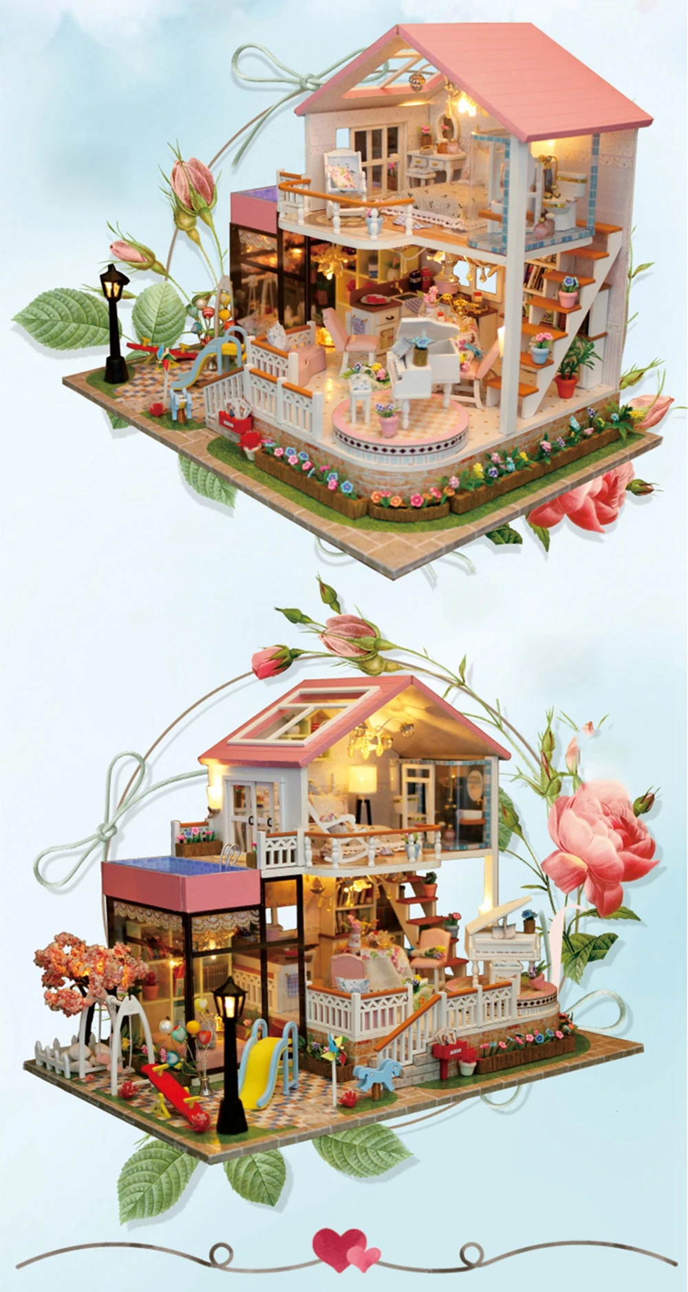 Большой размер Кукольный дом Каса де BONECA миниатюрная Diy игрушка-головоломка модель деревянная мебель игрушки подарки на день рождения сладкое слово кукольный домик