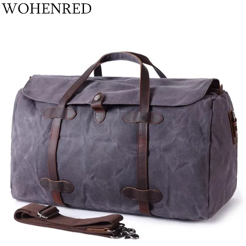 Waterproof Travel Bags Canvas Men Duffle Bags Large Capacity Multifunctional Vintage Travel Male Weekend Bags Carry On Luggage