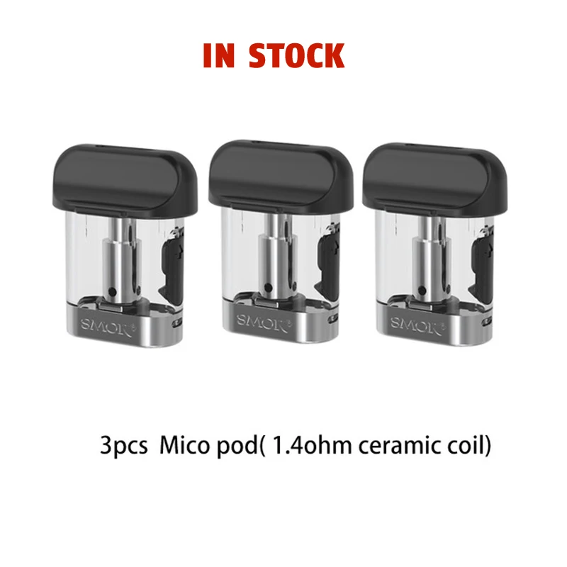 SMOK 3 шт./упак. SMOK Mico pod 1,7 мл емкость с 0.8ohm 1.0ohm 1.4ohm катушки сопротивления подходит для SMOK Mico Pod Комплект для электронной сигареты