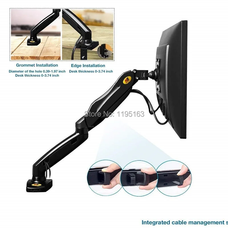 NB Северной Bayou F80 1"-27" полный движения эргономичный Monitor Arm Регулируемая газ весной навесное крепление Поворотный(2 кг до 6,5 кг загрузки