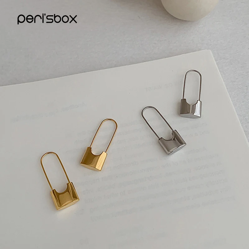 Женские серьги кольца Peri'sBox с золотым замком небольшие безопасные круглые