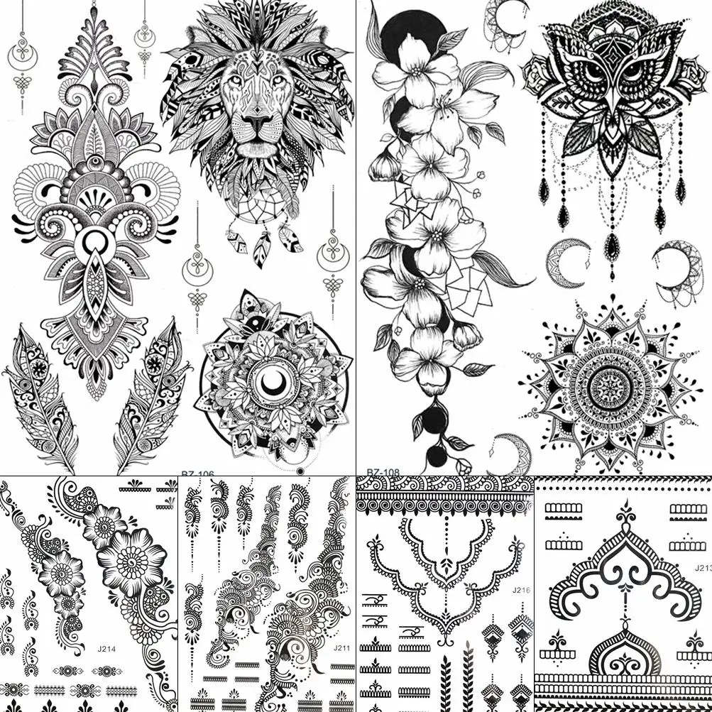 

Эскиз индейцев, цепочки с Львом, татуировки на запястье, руки, наклейки, женщины, девушки, черные Временные татуировки, под заказ, искусствен...