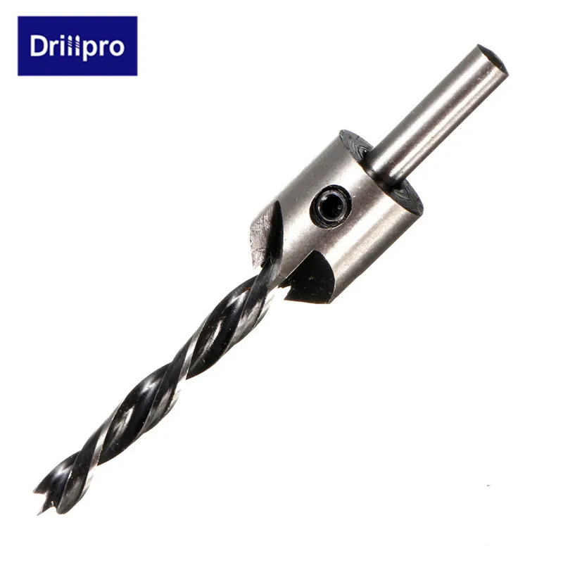 Drillpro 4 шт. HSS 5 Флейта Зенковка сверло набор развертки деревообрабатывающий инструмент фаска 3 мм-6 мм столярные DIY