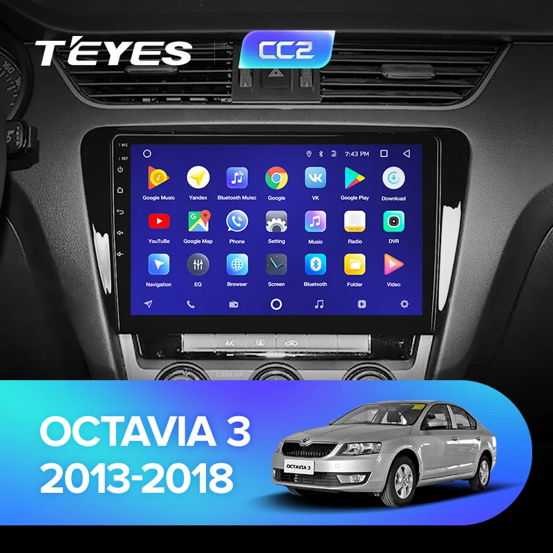 TEYES CC2 Штатная магнитола для Шкода Октавия 3 A7 Skoda Octavia 3 A7 2013 Android 8.1, до 8-ЯДЕР, до 4+ 64ГБ 32EQ+ DSP 2DIN автомагнитола 2 DIN DVD GPS мультимедиа автомобиля головное устройство