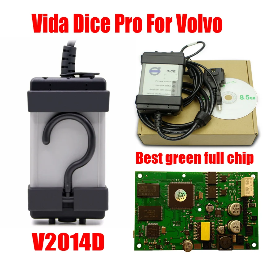 Лучший диагностический инструмент для Volvo Vida Dice Pro 2014D автомобильный диагностический инструмент полный чип зеленая доска для VOLVO VIda Dice 2014D Vida Dice Pro