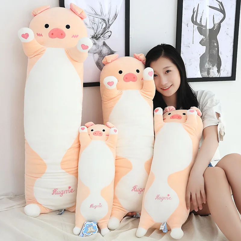 50CM 1 шт. милый кот поросенок кролик мультфильм плюшевые игрушки мягкие животные спящие длинные шеи декоративная подушка кукла 50~ 130 см Новинка - Цвет: 50CM