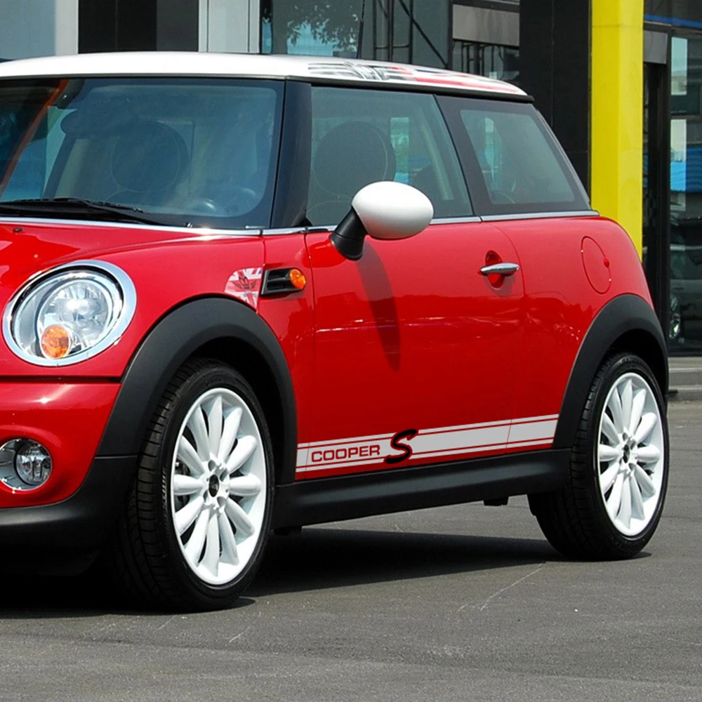 Car Side Skirt Sill Racing stripe Sticker and Decal for BMW MINI Cooper r56 r57 r58 r60 r61 f56 r50 r53 r52 f55 Styling |