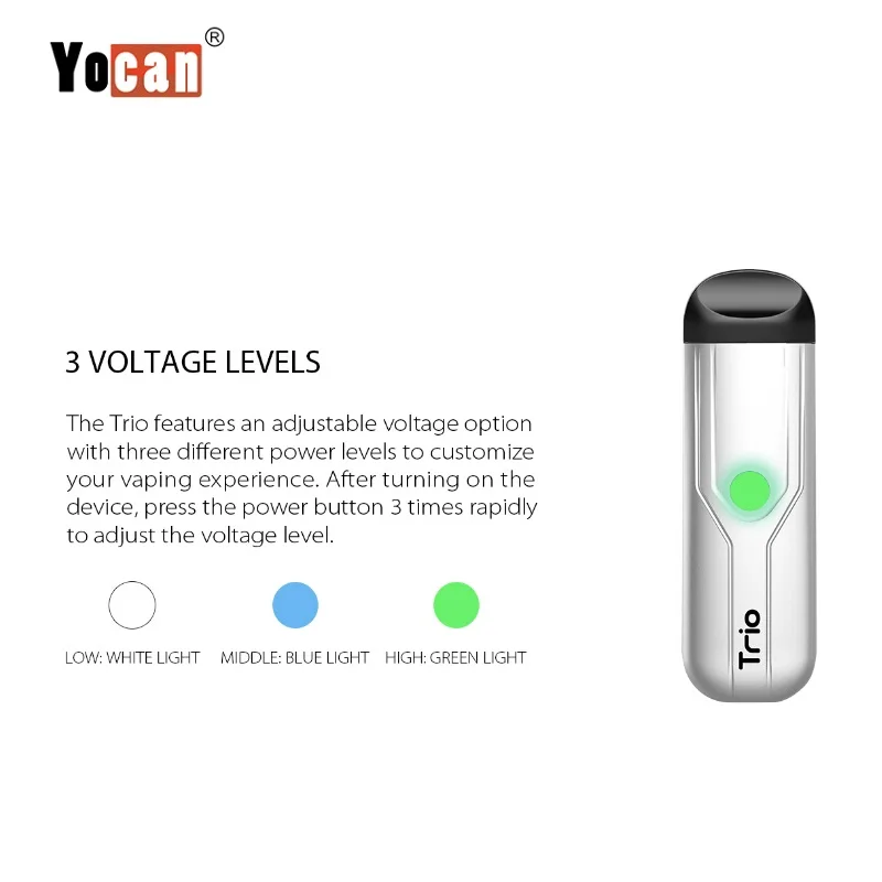 Комплект Vape YOCAN TRIO 3 в 1 комплект испарителя с аккумулятором 500 мАч 0 мл Pod для CBD сока