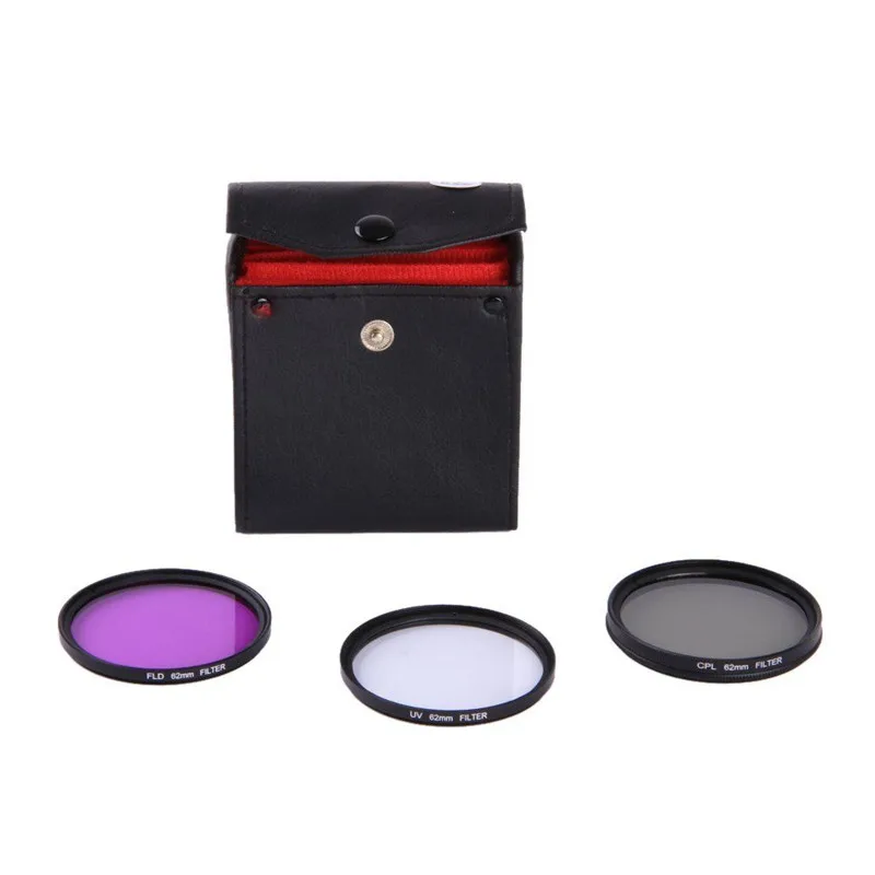 49 мм 52 55 58 62 67 72 77 UV + CPL FLD 3 в 1 Набор фильтров для объектива с сумкой Canon Nikon Sony