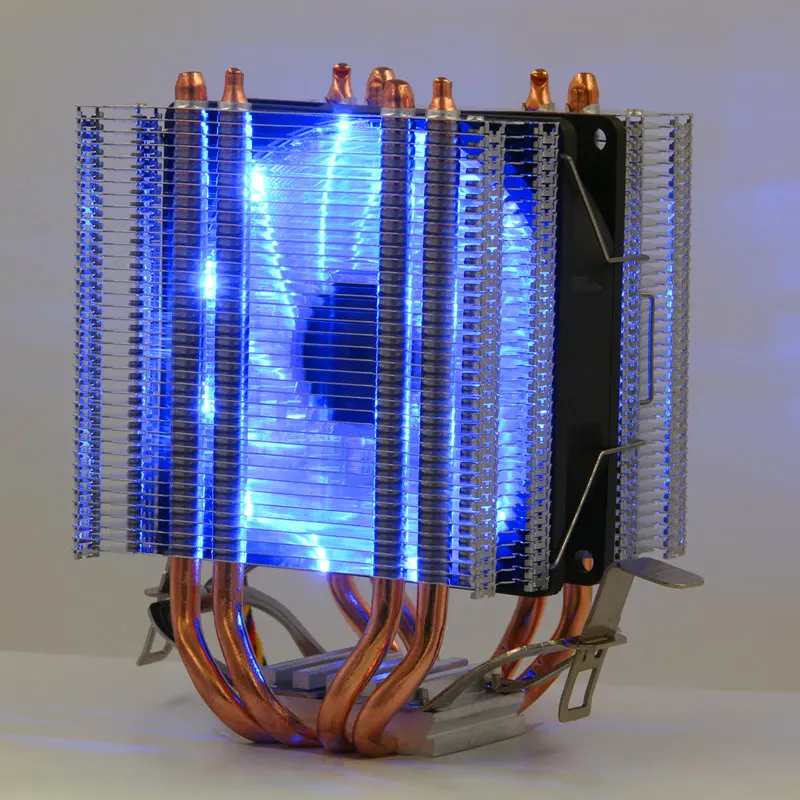 3Pin/4Pin RGB светодиодный Процессор кулер 4-Heatpipe двойная башня 9 см вентилятор охлаждения радиатора для LGA 1150/1151/1155/1156/775/1366 AMD - Blade Color: Blue