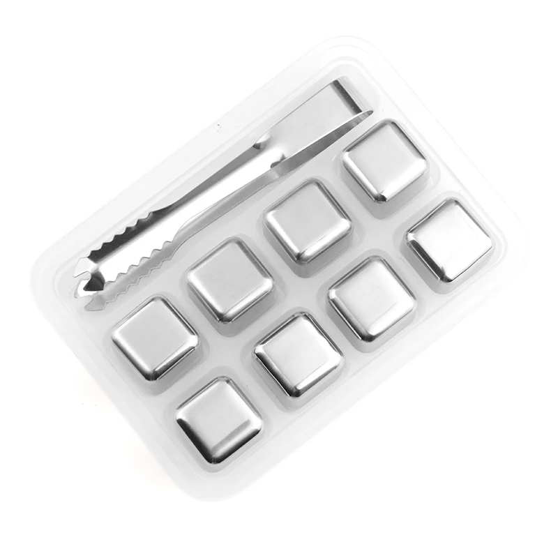 8pcs set Нержавеющая сталь многоразовые кубики льда виски камни вино Напитки Охладитель металла рок кубики льда пиво охлаждающий инструмент барные аксессуары - Цвет: 8pcs set