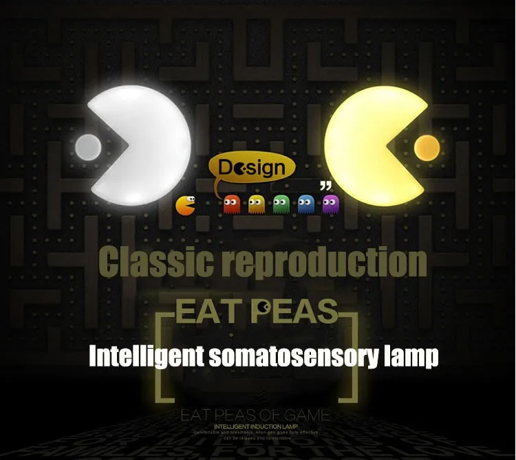 Pac Man Интеллектуальный светодиодный зондирования Night Light человеческого Средства ухода за кожей движения светильник индукции зарядка через USB Инфракрасный Мини коридор настенный светильник