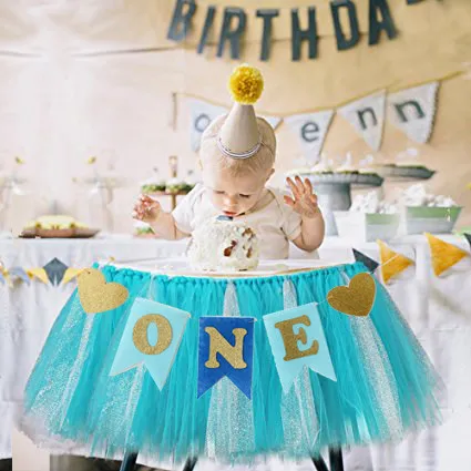 

Baby First Birthday Blue & Pink Color Chair Banner ONE Year 1st Birthday Party Decoration Boy Girl Bunting Supplies