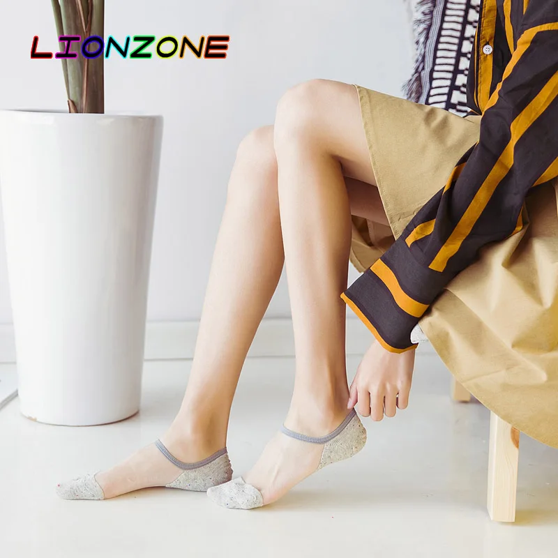 LIONZONE короткие кружевные женские носки милые тапочки низкие прозрачные носки|lace