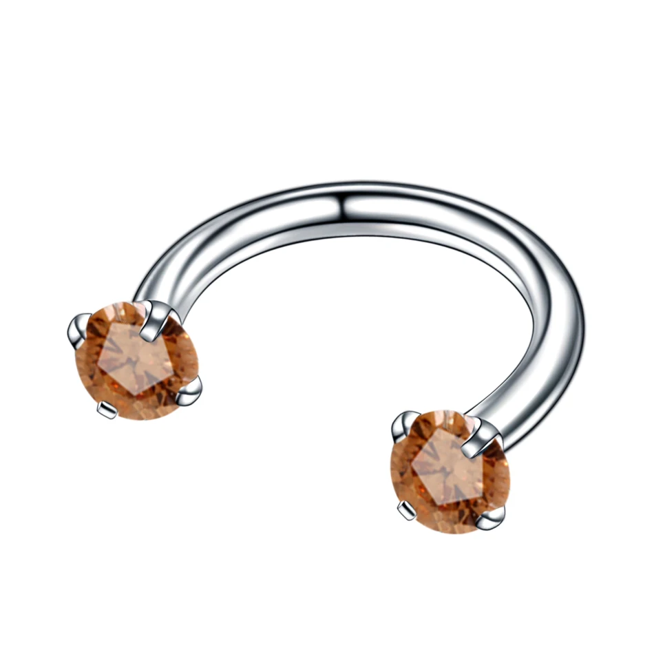 champagne roud gem 1 шт. 316L хирургический стальной Нос Кольца Пирсинг Ноздря с внутренней резьбой с принтами звезд и круглый самоцвет пирсинг для пупка серьги для ушного хряща ювелирные изделия - Окраска металла: champagne roud gem
